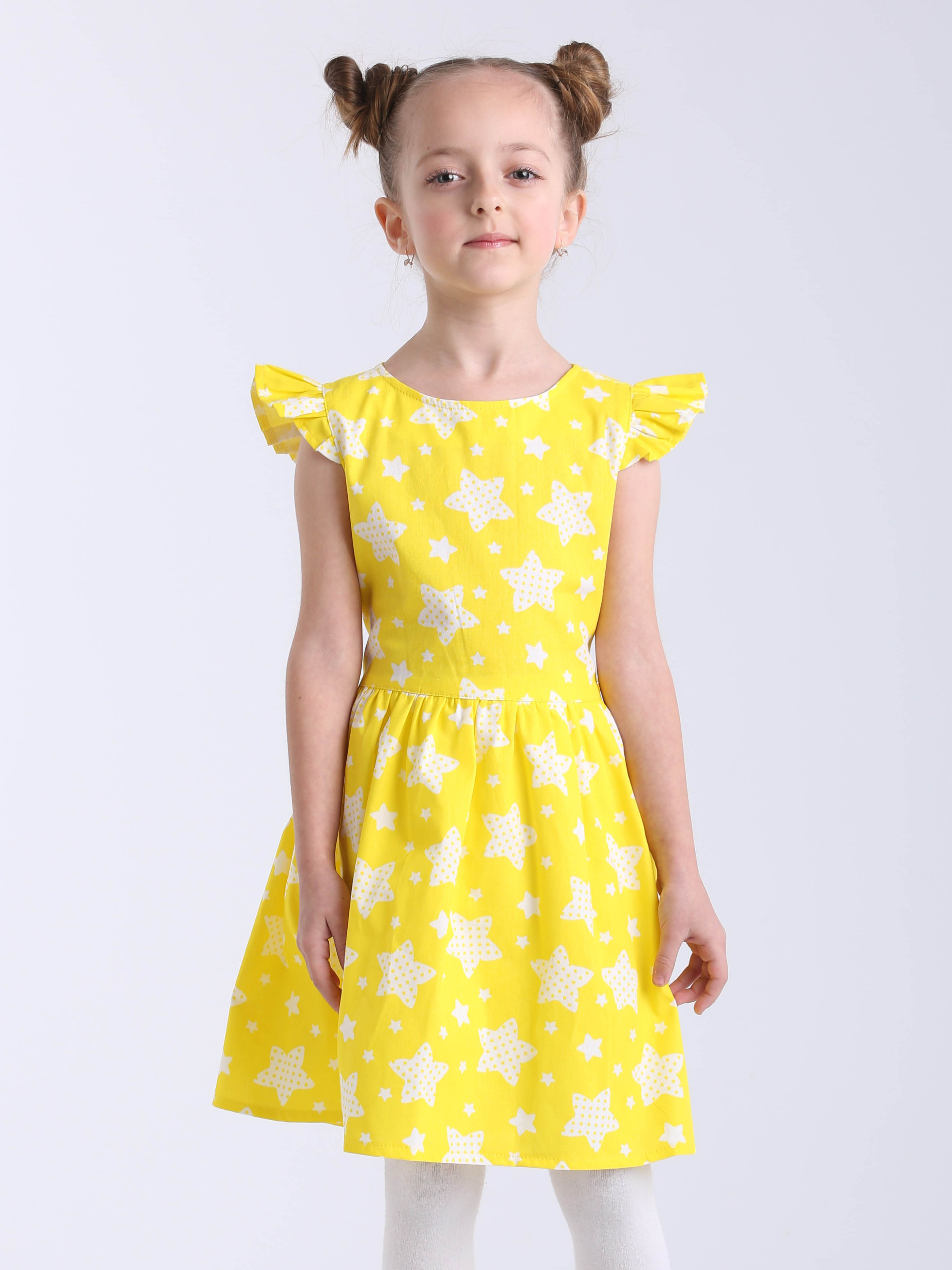 Акція на Дитяче літнє плаття для дівчинки Ласточка 22_7014 116 см Лимонне в зірки від Rozetka