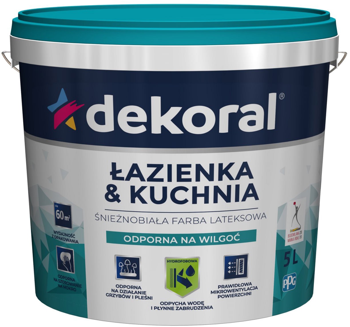 

Краска латексная влагостойкая для ванных комнат и кухонь Dekoral 5 л Снежно-белая (DL-212525)