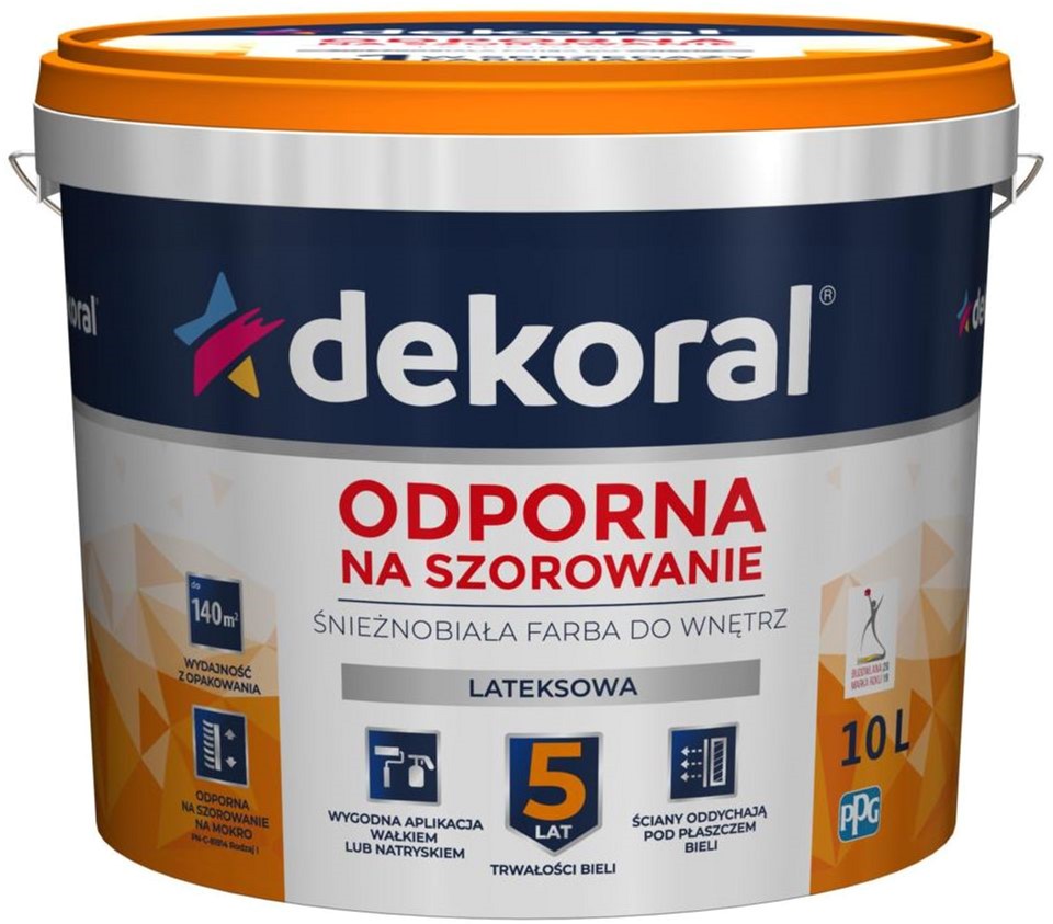 

Краска латексная устойчивая к истиранию Dekoral 10 л Снежно-белая (DL-250823)