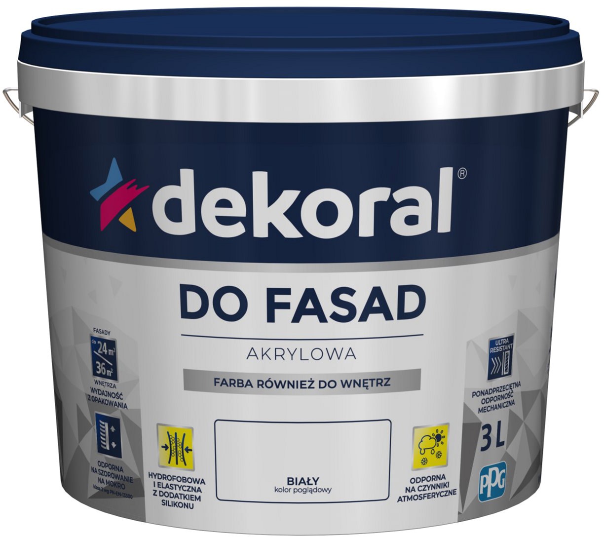

Краска акриловая для фасада Dekoral 3 л Снежно-белая (DL-250806)