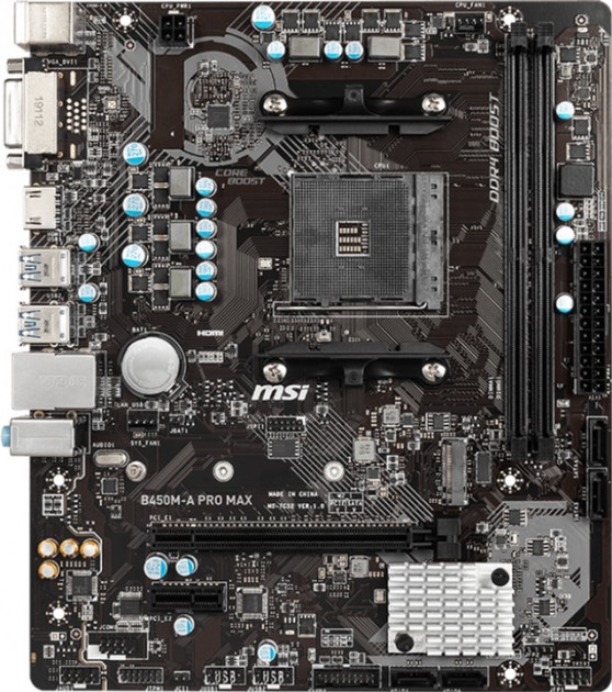 

Материнская плата AM4 (B450) MSI B450M-A PRO MAX, 2xDDR4, DVI-D/HDMI, mATX