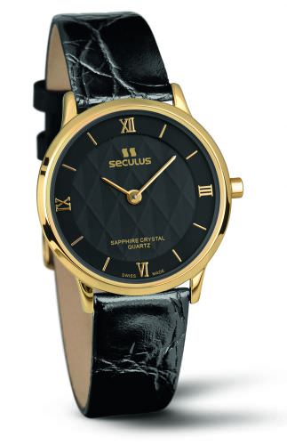 

Женские наручные часы Seculus 1610.1.106 black, pvd, black leather