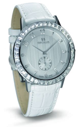 

Женские наручные часы Seculus 1675.2.1069 white, ss cz stones, white leather