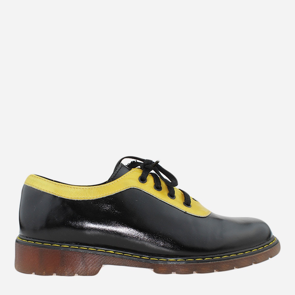 Акція на Жіночі туфлі зі шкіри Emilio REA-26 36 23 см Чорні з жовтим від Rozetka