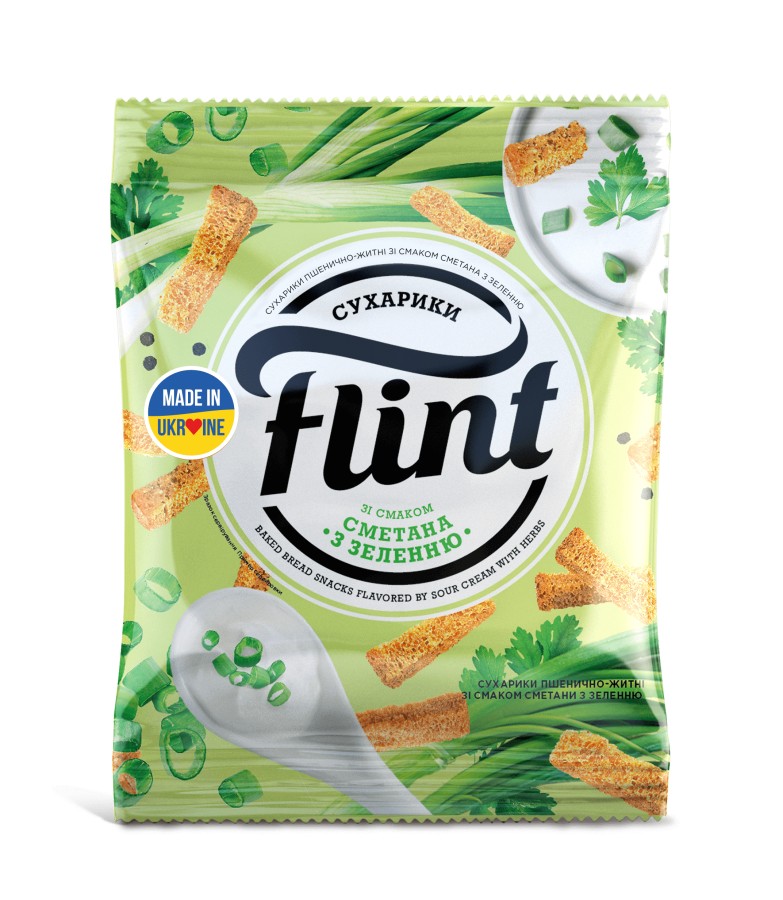 Сухарики FLINT зі смаком сметани та зеленью 150г – купить в Украине ...