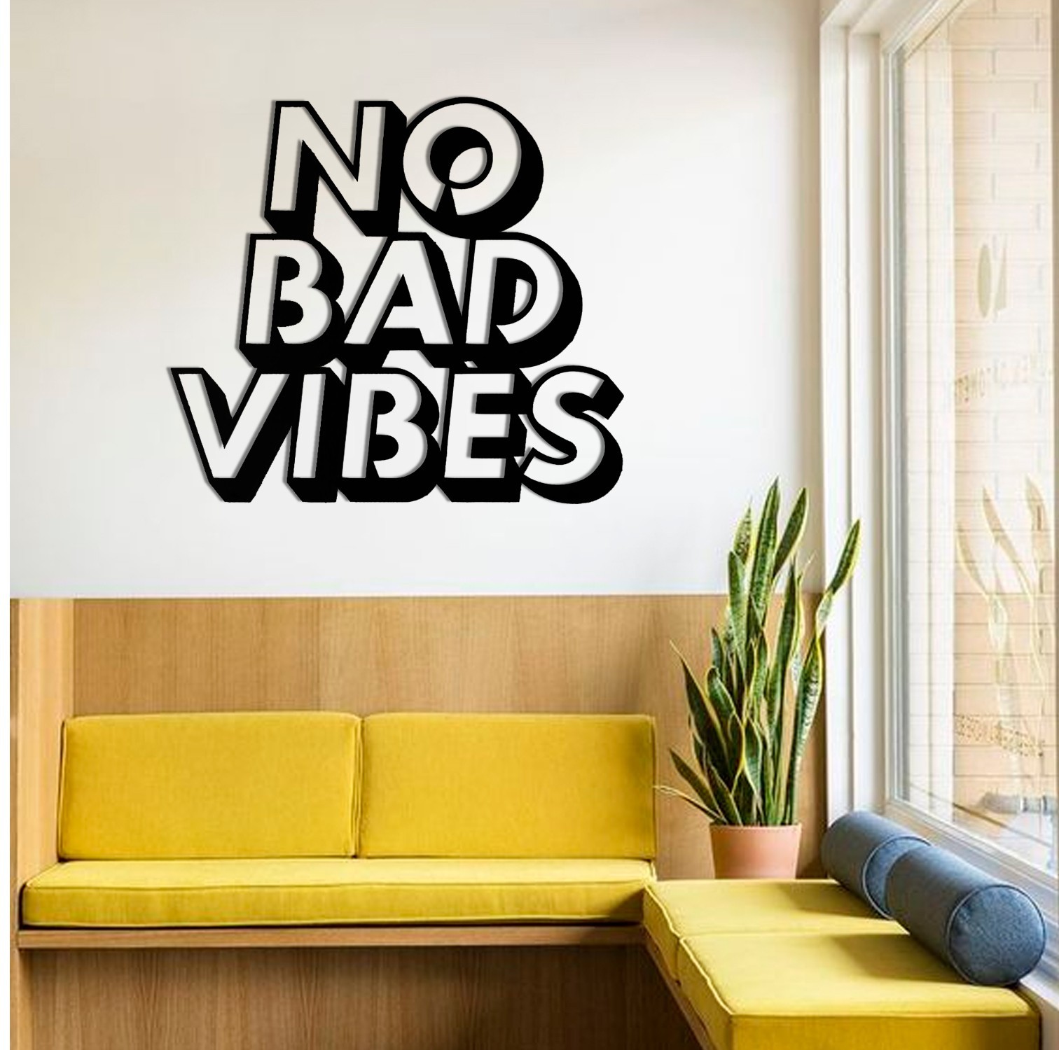 

Картина с дерева на стену No bad vibes 100 см 300101