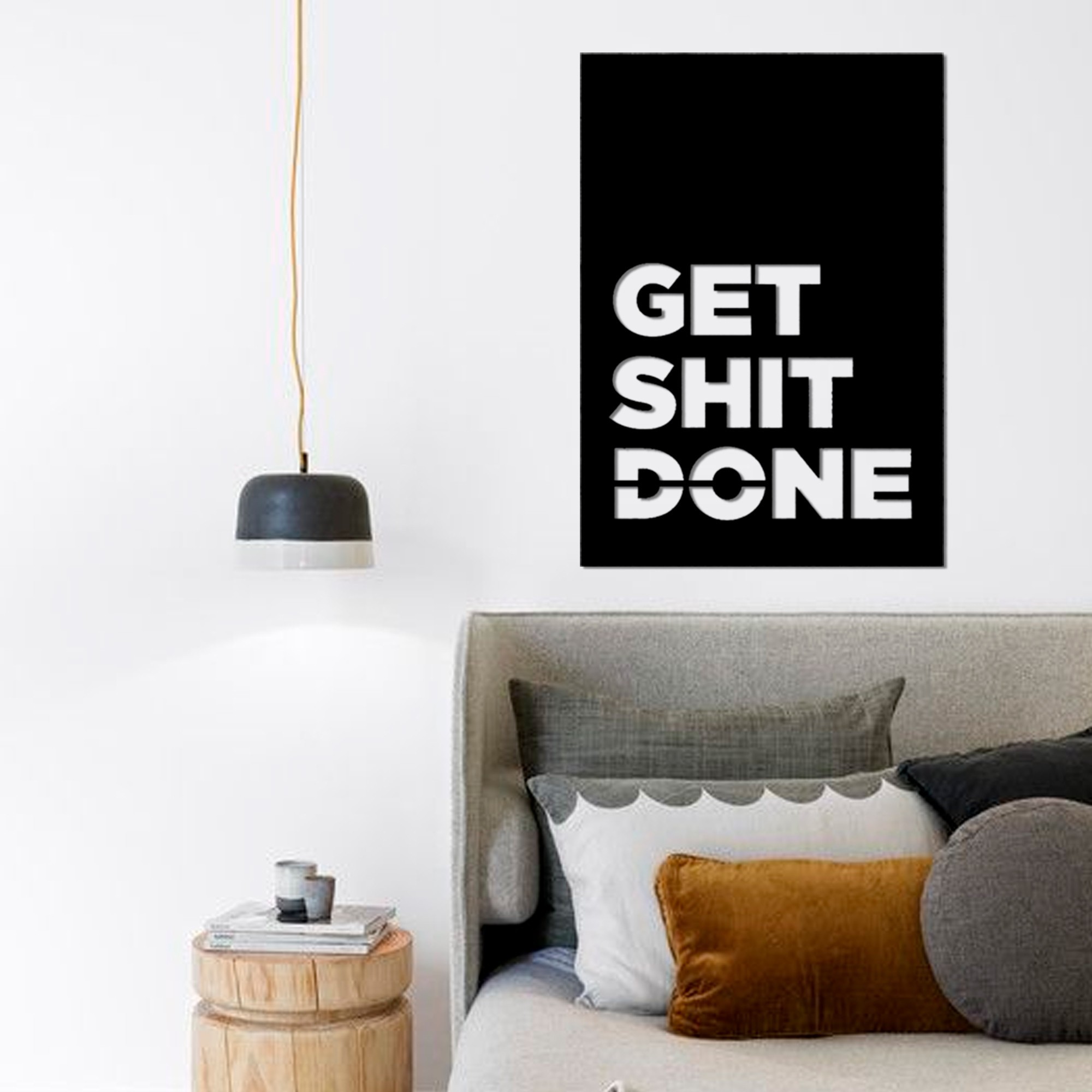 

Картина с дерева KoDi на стену Get shit done 100 см 300034