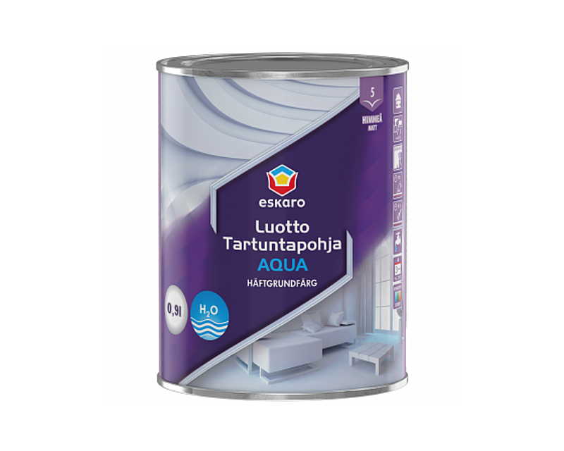 

Эмаль-грунт акриловая ESKARO LUOTTO TARTUNTAPOHJA AQUA адгезионная белая 0,9л