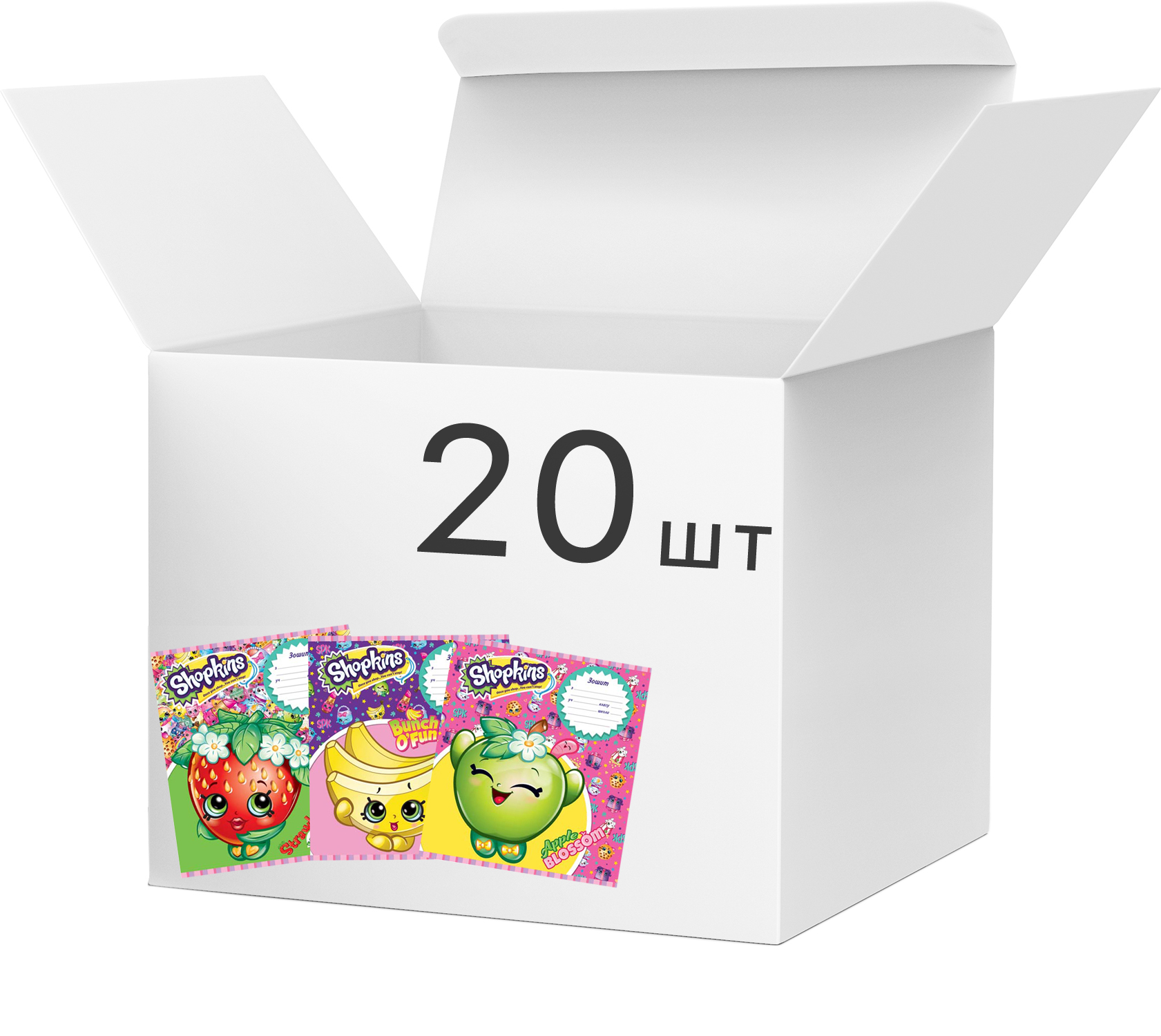 Упаковка школьных тетрадей Перо А5 в клетку 18 листов на скобе Shopkins ...