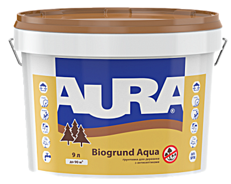 

Грунтовка антисептическая AURA BIOGRUND AQUA для древесины 9л