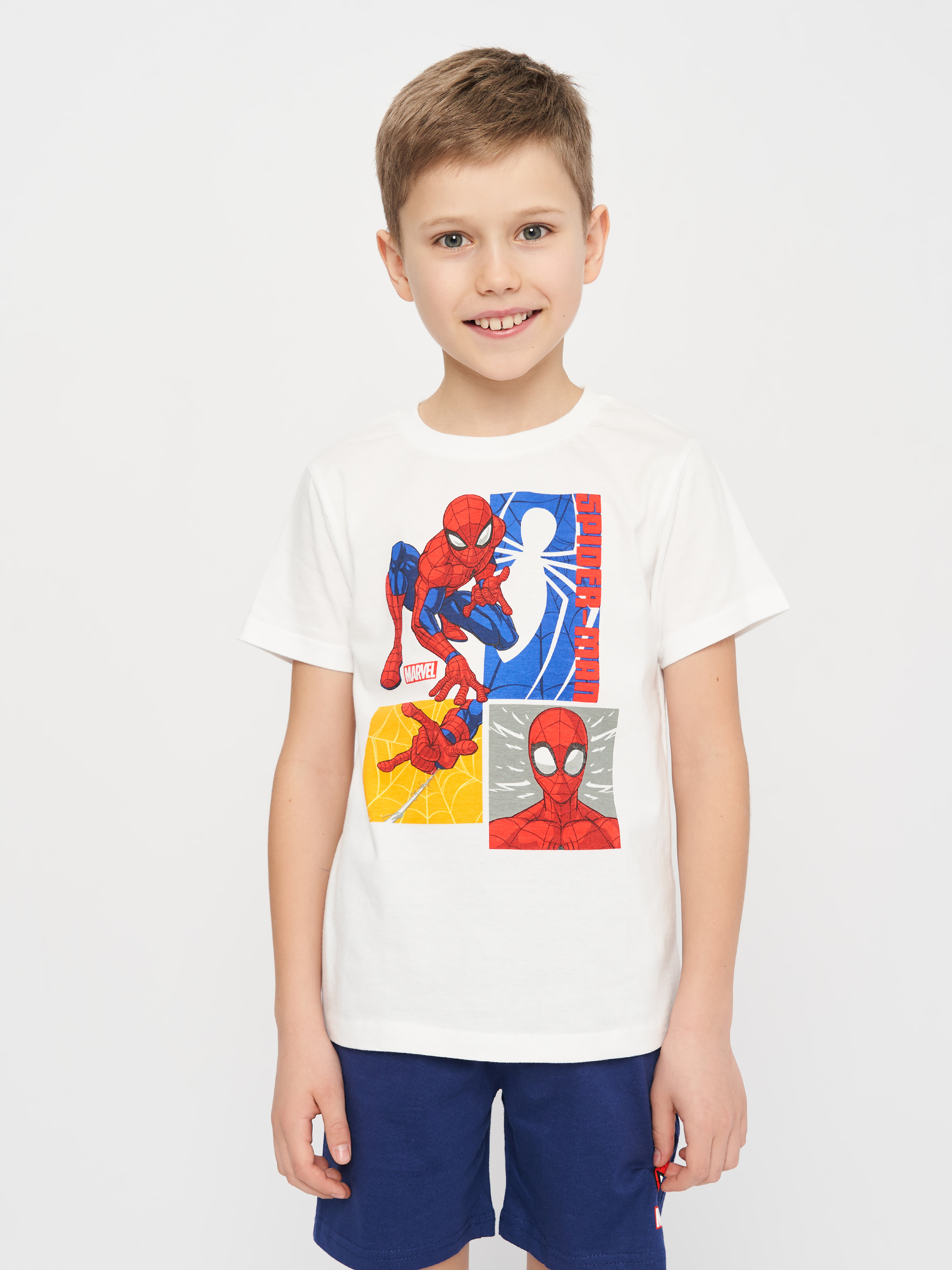 Акція на Комплект (футболка+шорти) дитячий Disney Spider-Man SP S 52 04 1260 110 см Білий/Синій від Rozetka