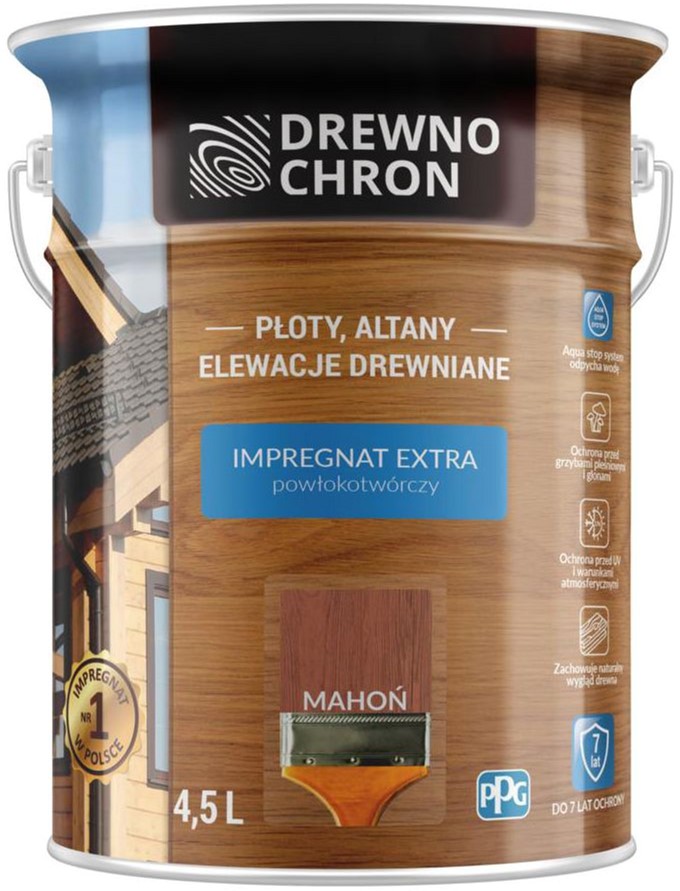 

Плёнкообразующая пропитка Drewnochron Impregnat Extr aМахагон 4.5 л (DN-364430)