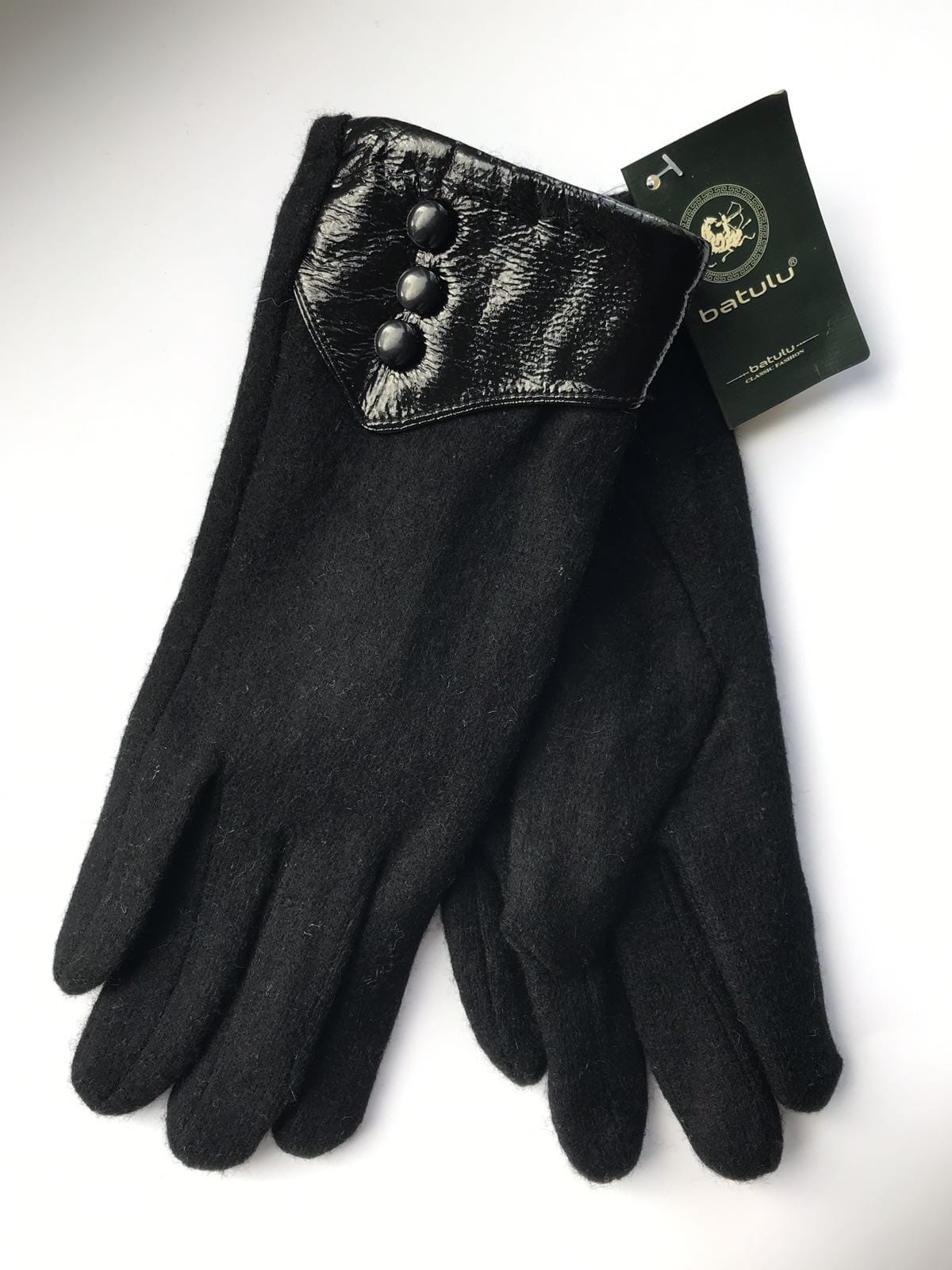 

Перчатки женские кашемировые Batulu лак 3 пуговички 8,5 черный (ts-01092)