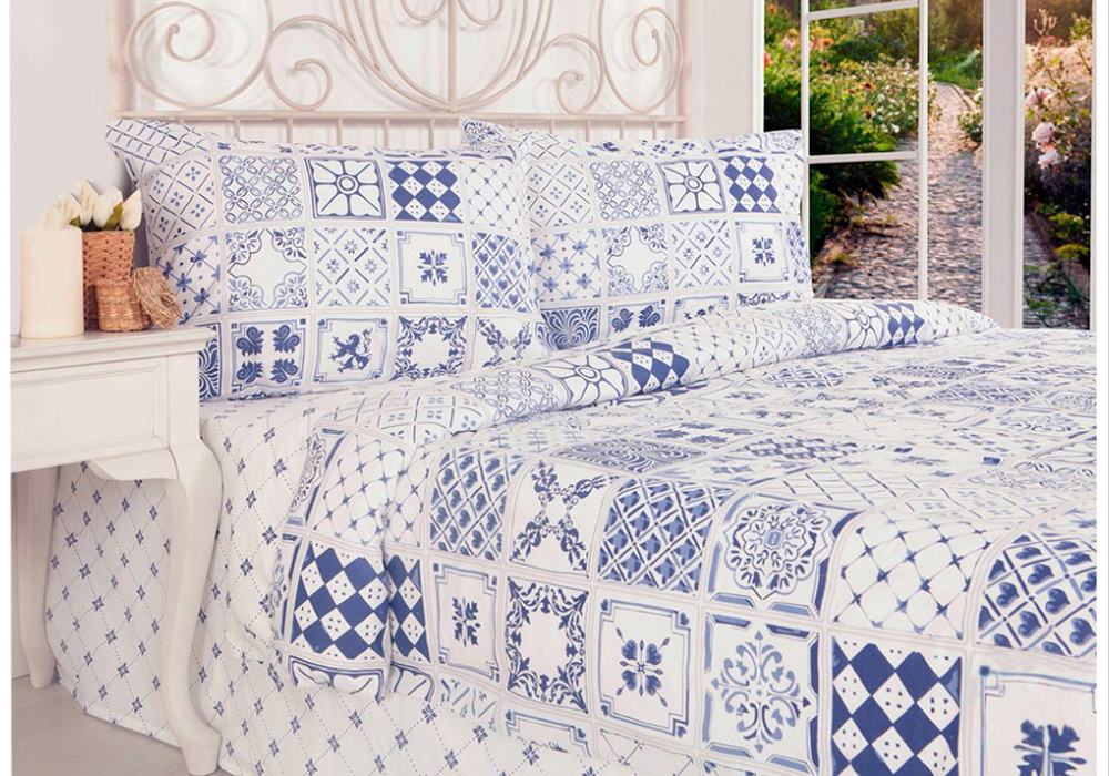 

Постельное белье Home Sweet Home Blue Tiles 1.5-спальный Ранфорс (1435) (1435)