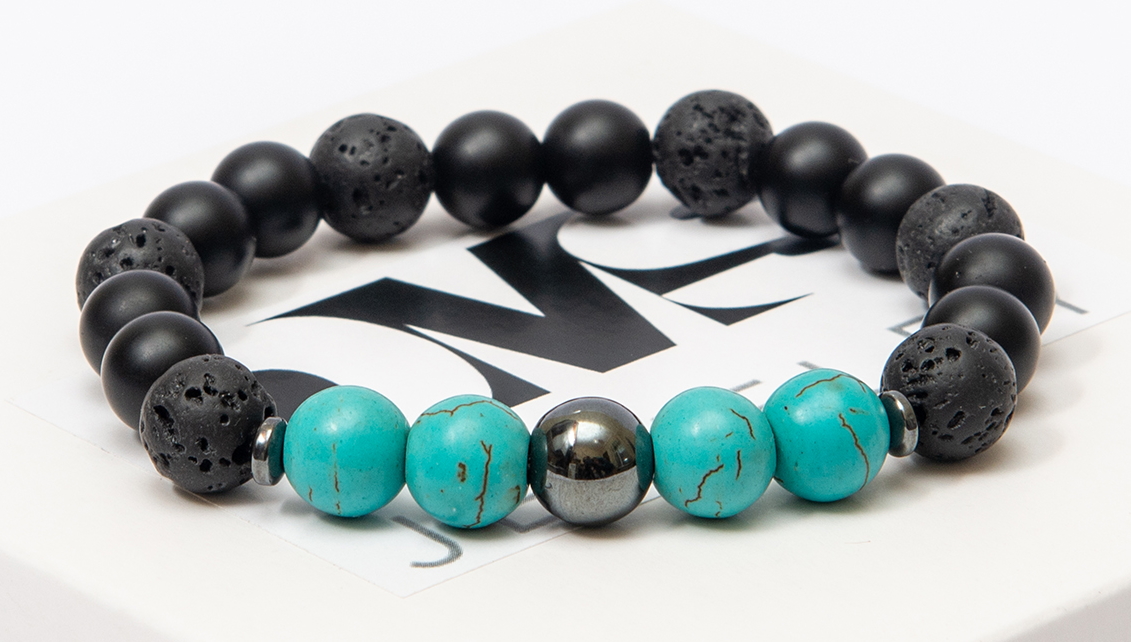 

Браслет мужской DMS Jewelry из шунгита, лавового камня, бирюзы TURQUOISE EYE