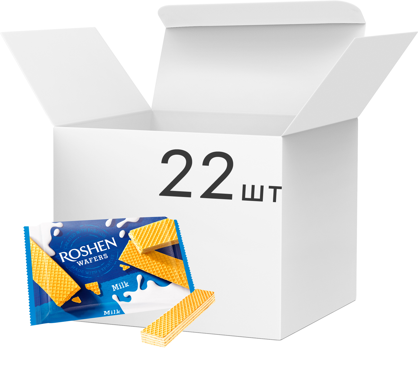 Упаковка вафель Roshen Wafers молоко 72 г х 22 шт (4823077621635 ...