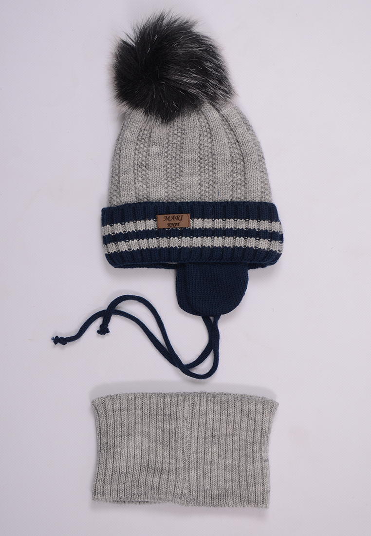 

Комплект шапочка шарф для мальчика Mari-Knit 0842-01 р50 48см серый 57122