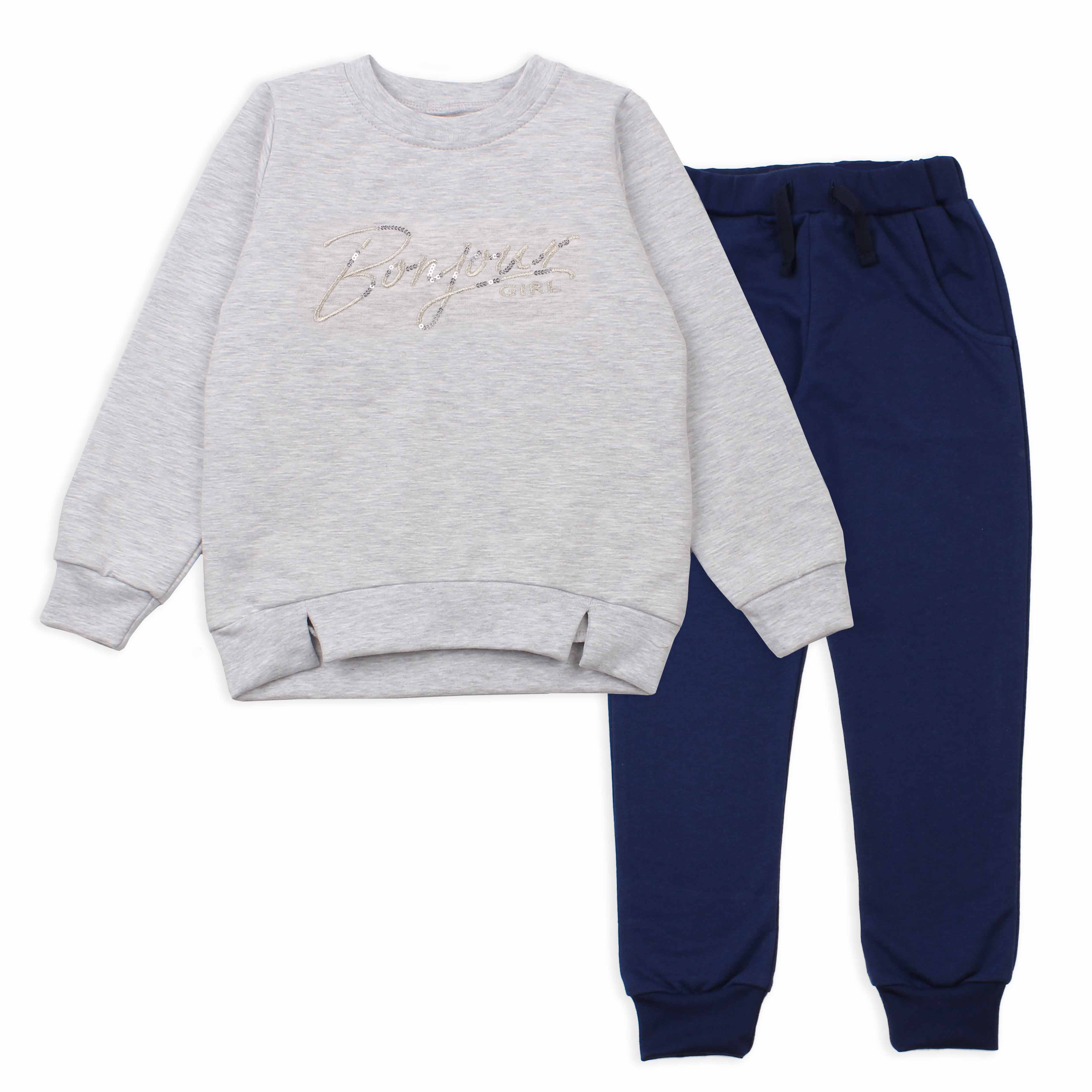 

Комплект утепленный для девочки кофта штаны Фламинго текстиль 454-309-2 р56 104см серый 55915