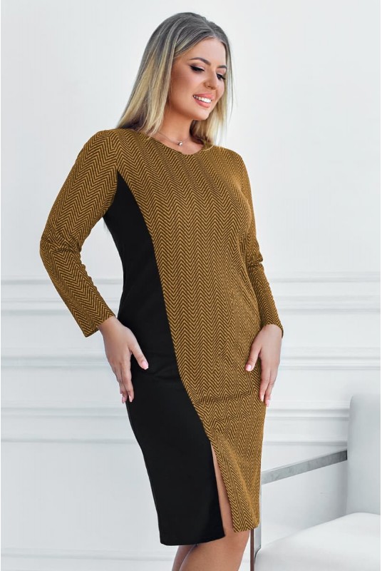 

Фактурное платье Look and Buy Остин зигзаг  горчичное, Фактурное платье Look and Buy Остин зигзаг 70 горчичное