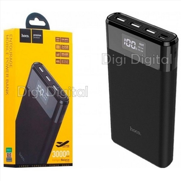

Внешний аккумулятор Power Bank Hoco B35E 30000 mAh 3 usb 2А Led Дисплей Чеорный