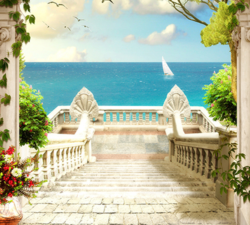 

Фотообои флизелиновые DeCors Терраса у моря 300x270 см 3 сегмента (111023ф)