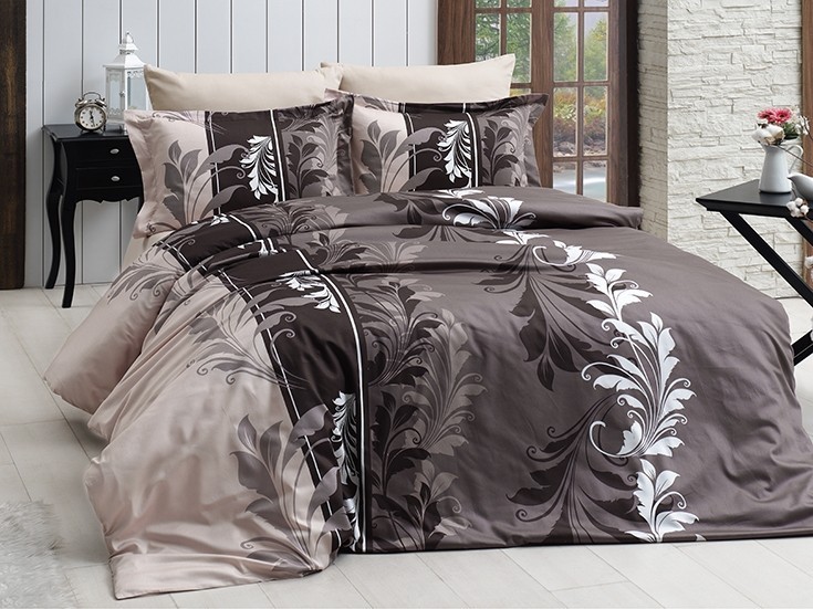 

Комплект постельного белья семейный First Choice Cotton Satin Eylul Kahve 160х220 (FCS-0478)