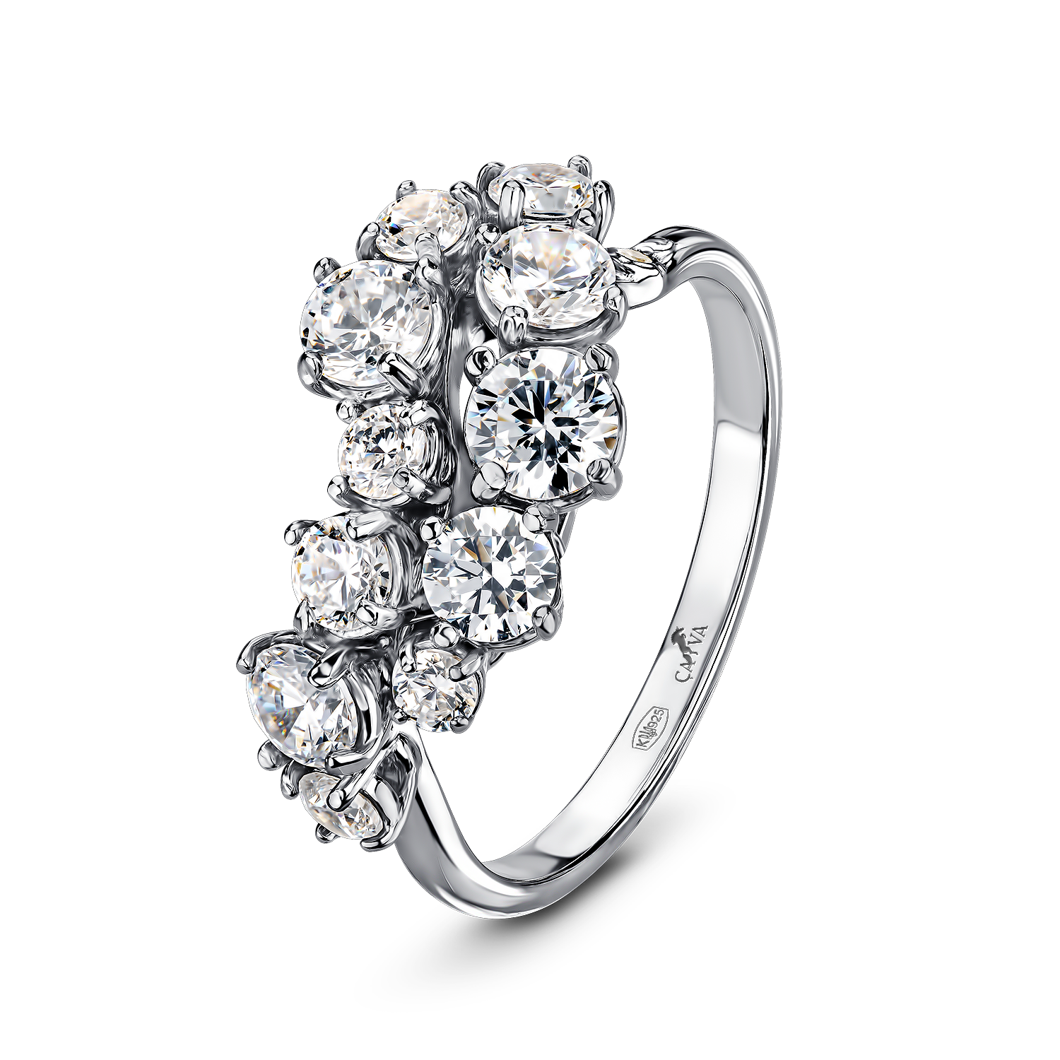 

Срібна каблучка з фіанітами сяйво 16 cava.cool