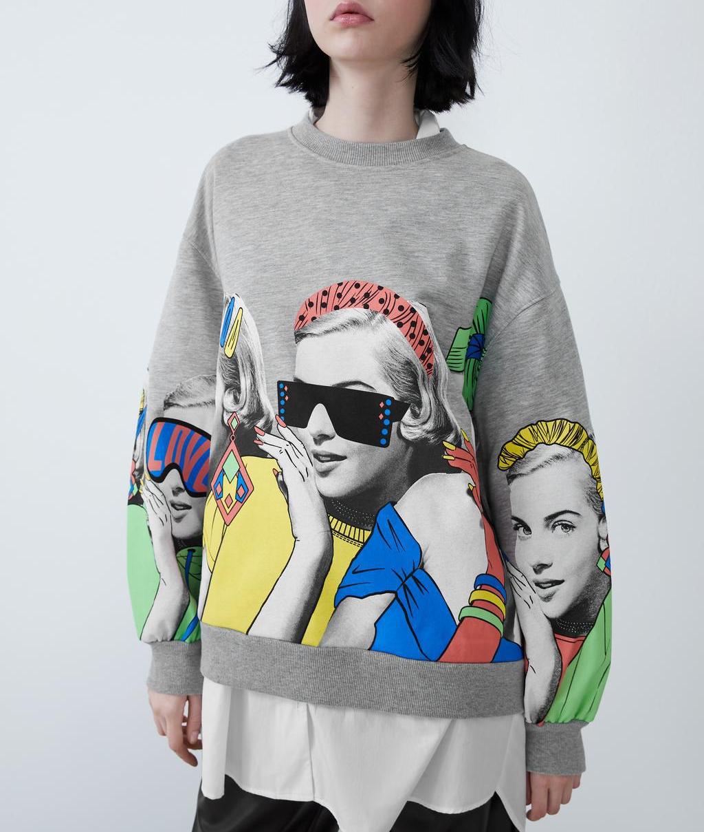 

Свитшот женский oversize с принтом Stylish girl Berni Fashion (S) Серый