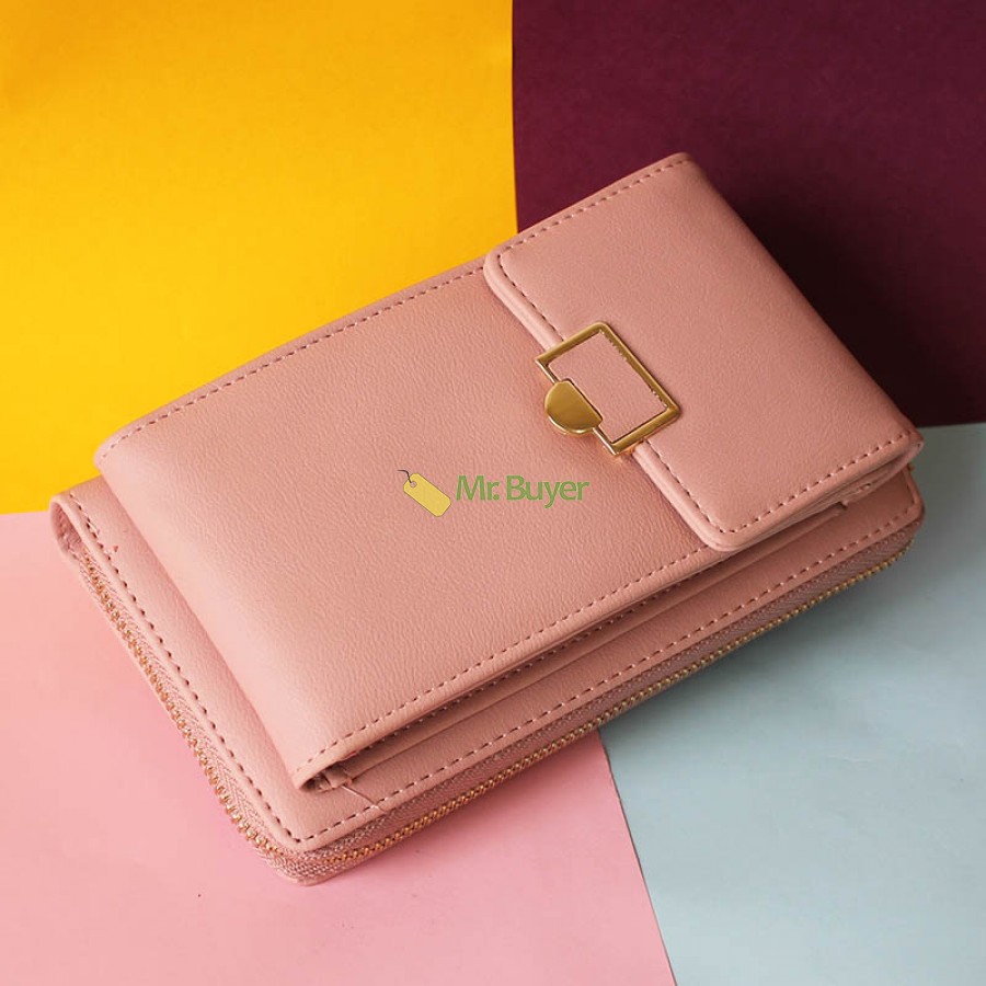 

Кошелек-сумка Simple с наплечным ремешком и отделением для телефона Розовая