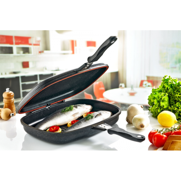 

Двойная сковорода для гриля и жарки А-плюс с антипригарным покрытием 32х32 см (mk-1499)