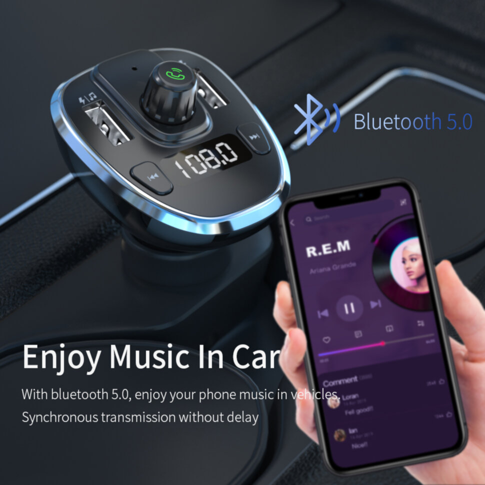 Автомобильный FM-трансмиттер Essager F01 Bluetooth 5.0 FM-передатчик 2 USB  ресивер, модулятор, плеер MP3 black (6972336336433) – фото, отзывы,  характеристики в интернет-магазине ROZETKA от продавца: HTL | Купить в  Украине: Киеве, Харькове, Днепре,