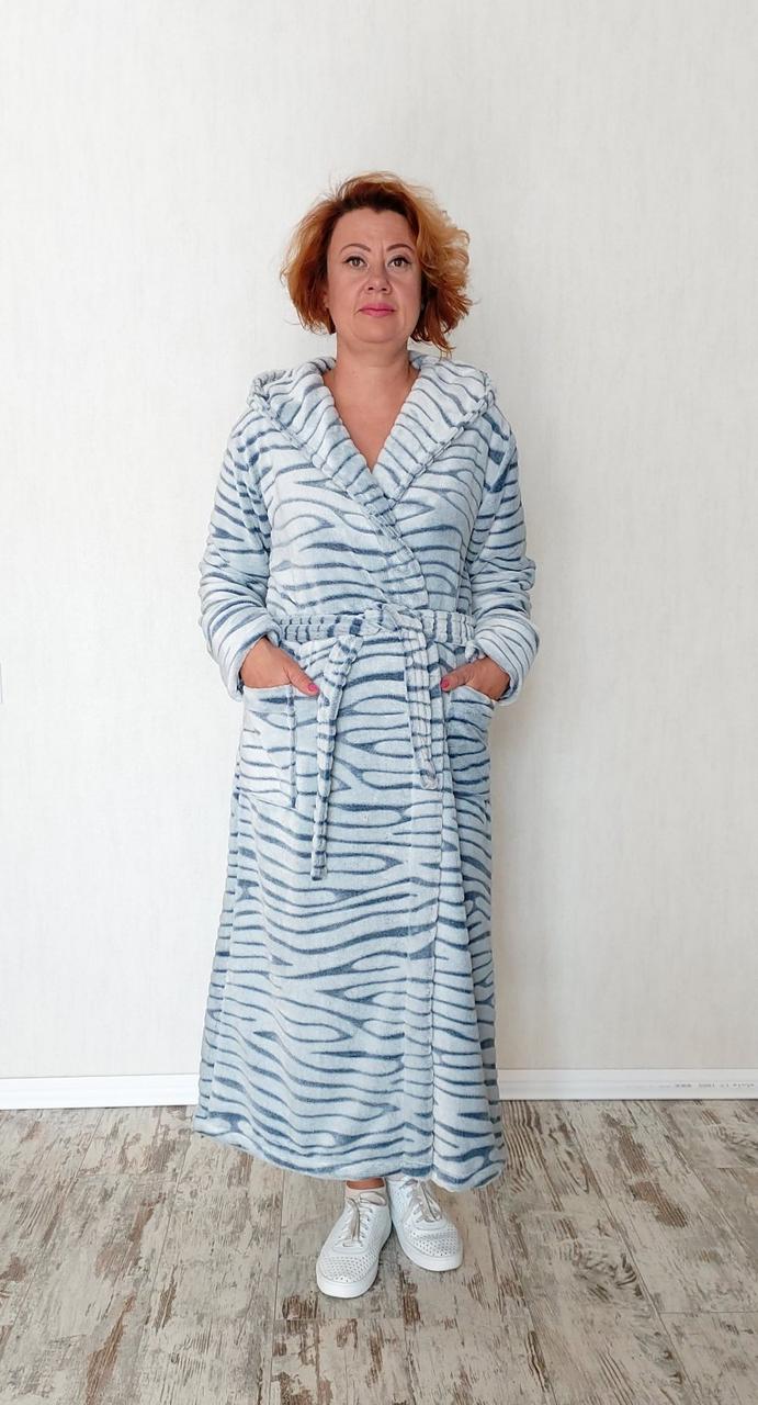 

Халат Lily с капюшоном шиншила  Бело-голубой 1134, Халат Lily с капюшоном шиншила L Бело-голубой 1134