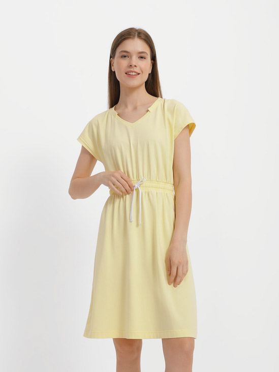 Акция на Сукня-футболка міді літня жіноча Promin 2050-140_424 S Світло-жовта от Rozetka