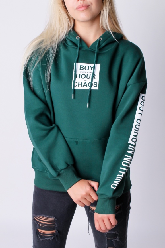 

Худи женская на флисе, толстовка One size M/L (48-50) Зеленая