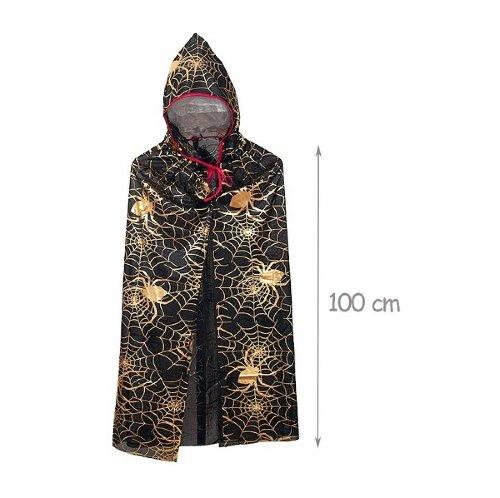 

Карнавальный костюм Плащ Дракулы Drakyla, черный с золотыми принтами, длина изделия 100см.