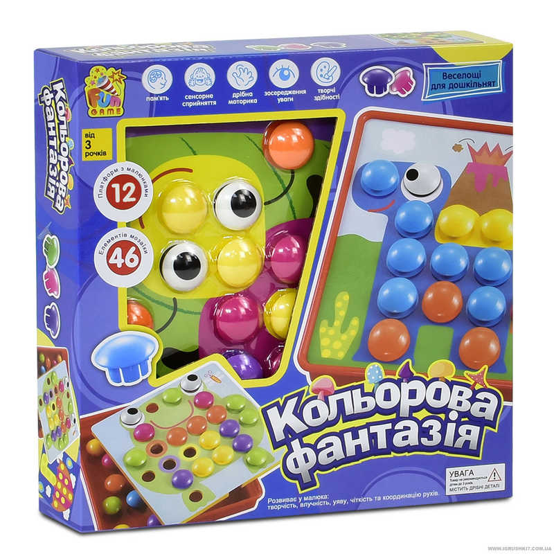 

Мозаика Fun Game 7033 (12), 12 платформ с рисунками, 46 элементов, коробке