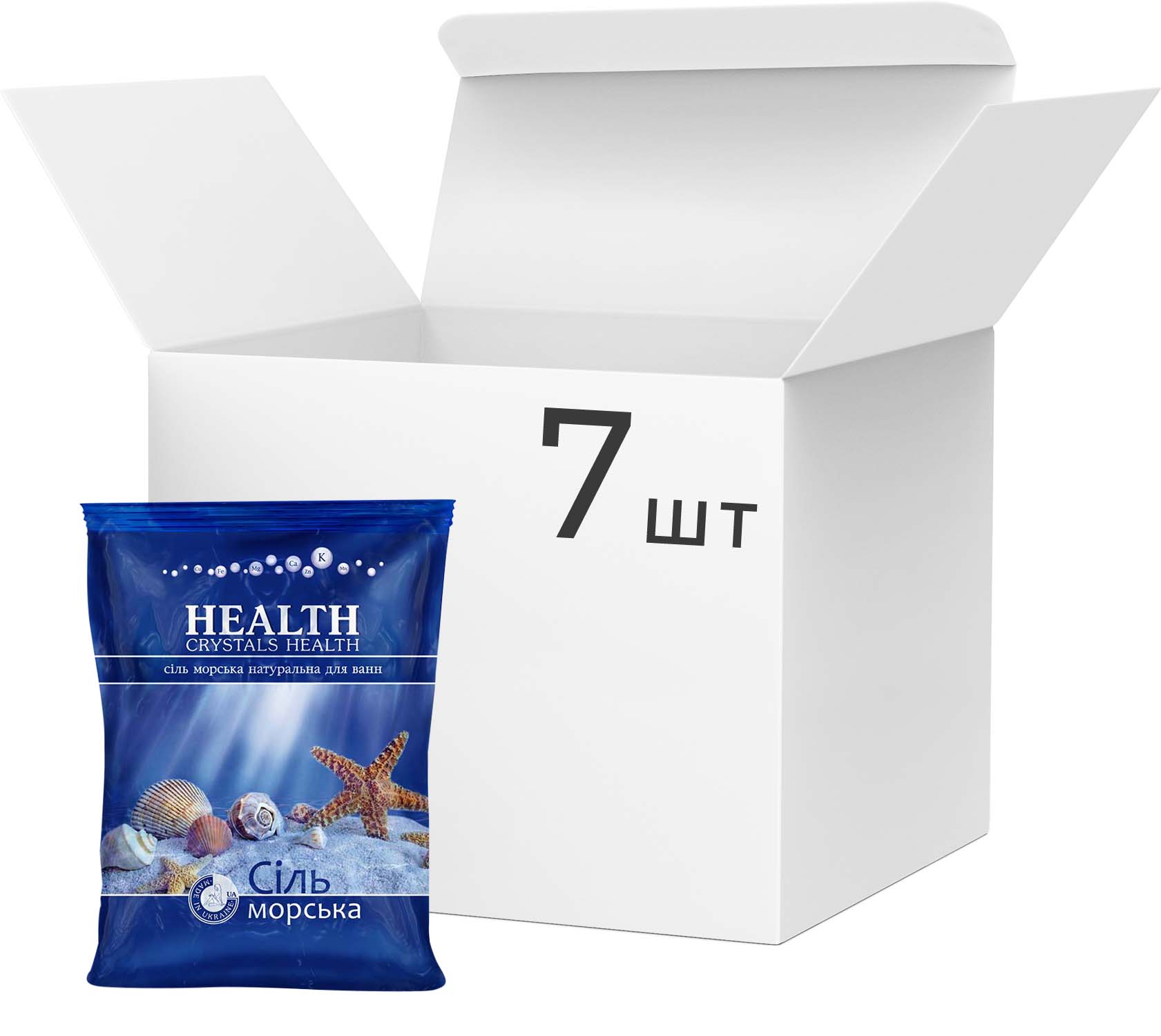 Упаковка Соль морская натуральная Crystals Health для ванны 500 г × 7 ...