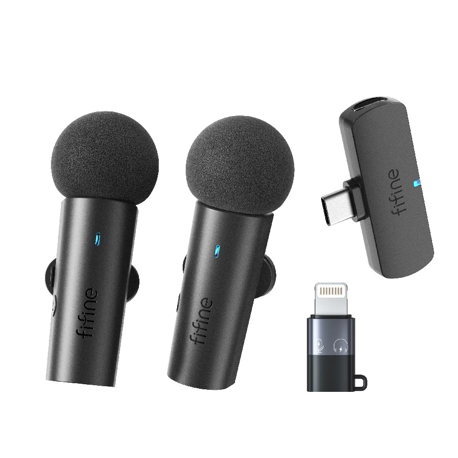 Fifine M8 петличный беспроводной двойной микрофон для смартфона c ...