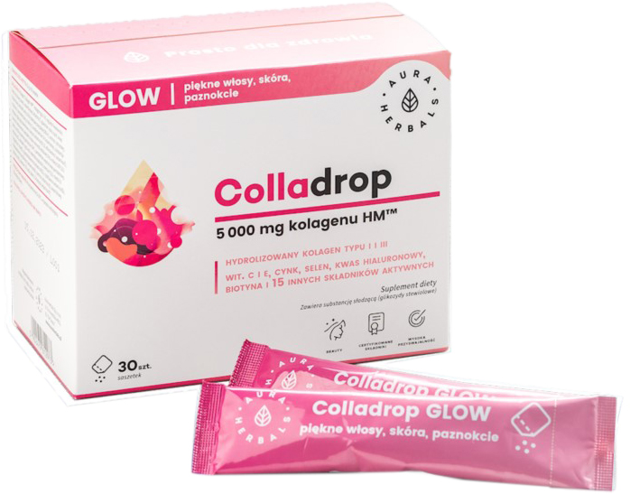 Фото - Вітаміни й мінерали Aura Herbals Colladrop Glow Kolagen Morski 5000mg 