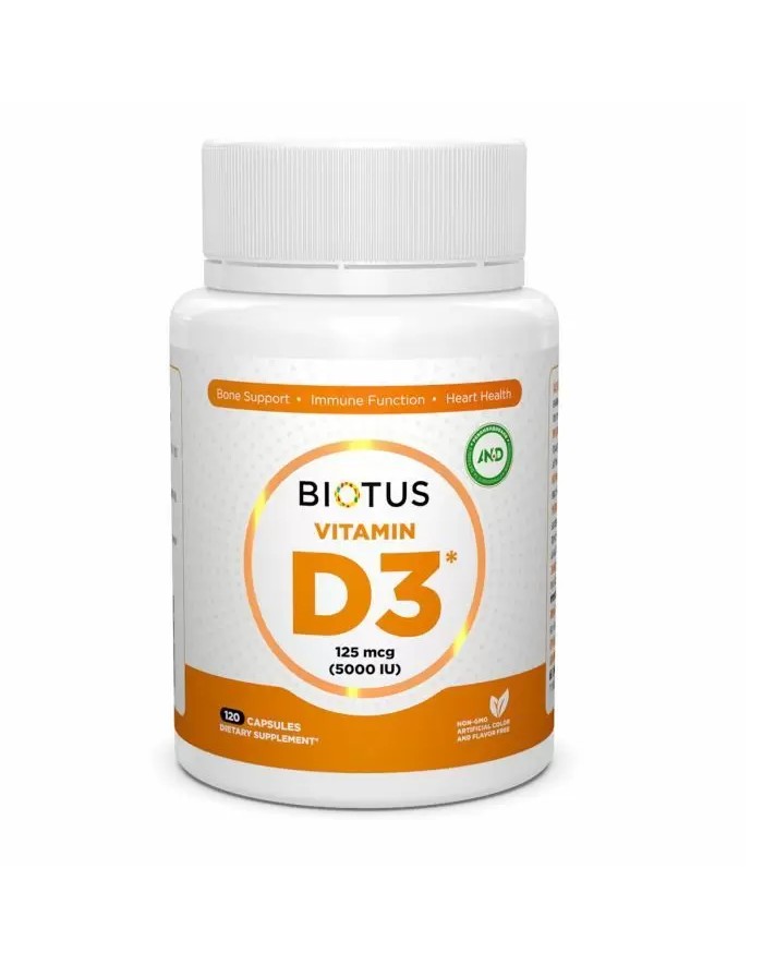 Витамин Д3, Vitamin D3, Biotus, 5000 МЕ, 120 капсул (BIO-530098) – фото ...