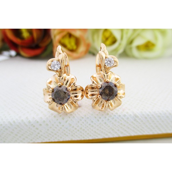 

Серьги Xuping с коричневыми фианитами позолота 18К 5613000