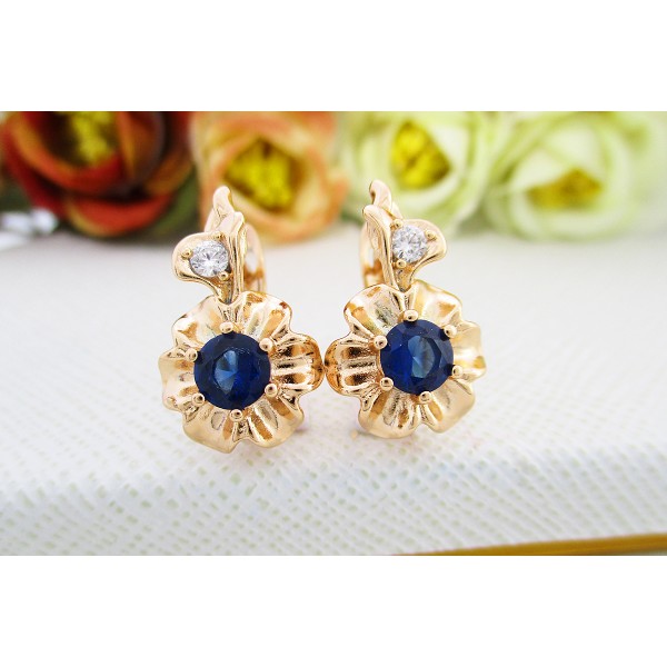 

Серьги Xuping с синими фианитами позолота 18К 5613000