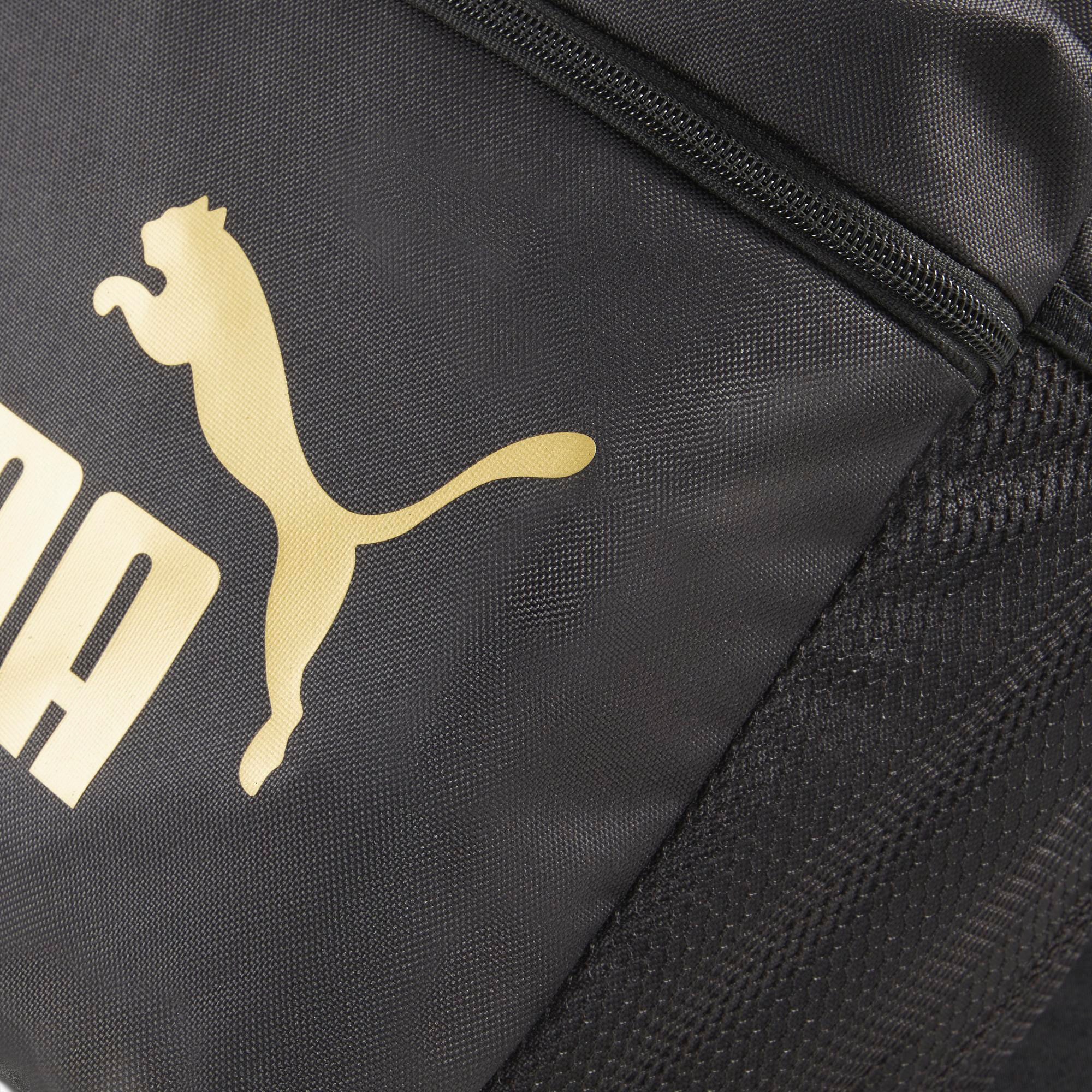 25 Puma Phase Backpack 07994303 Black Golden Logo