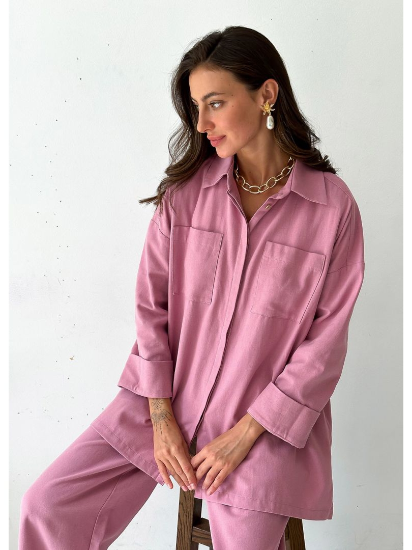 Акція на Сорочка бавовняна оверсайз жіноча Прованс ShirtLin2023 Oversize Попільно-рожева від Rozetka