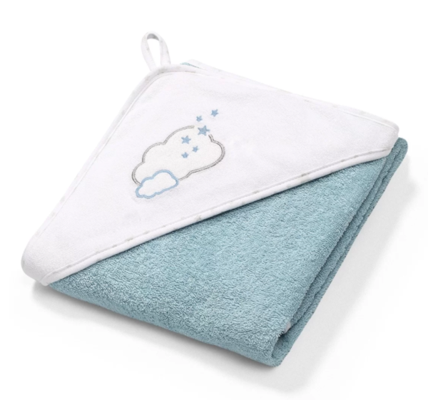 

Полотенце с капюшоном BabyOno Облака, 100х100 см, голубой с белым (142/09)