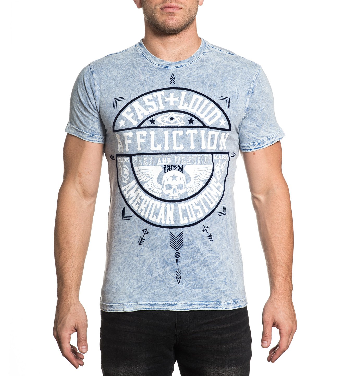 

Футболка Affliction Trademark Customs Rev. Tee S Бело-голубой