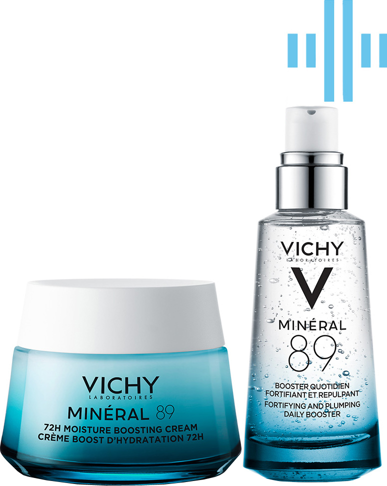 Набор Vichy Mineral 89 Легкий крем для всех типов кожи лица, увлажнение ...