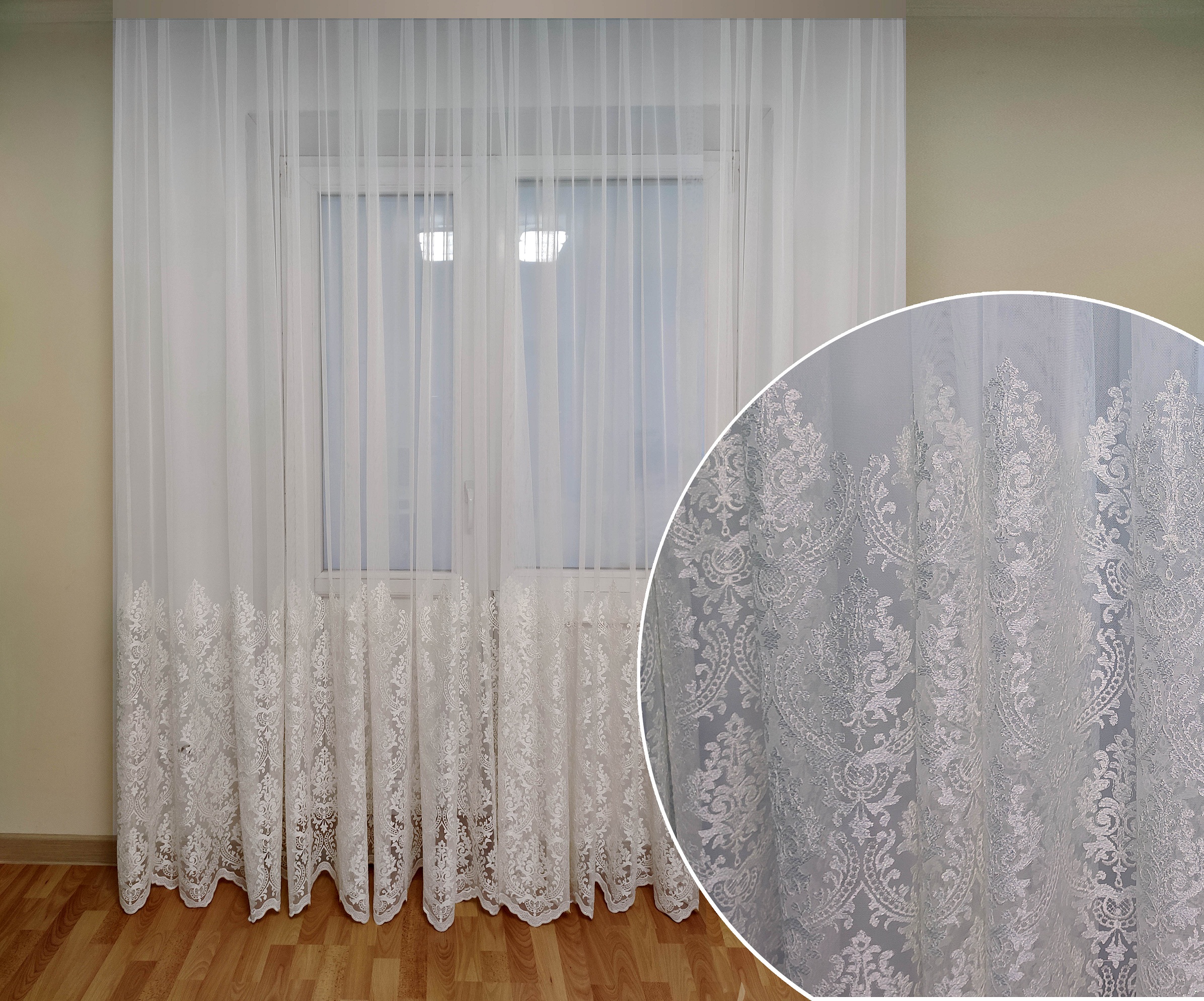 

Тюль с купоном Декор-Ин Королевская лилия Белая с вышивкой 250х400 (Vi 200481)