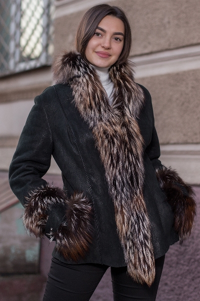 

Короткая дубленка TORNADO FUR с лисичкой  Черная (Tsv 9044, Короткая дубленка TORNADO FUR с лисичкой XL Черная (Tsv 9044)