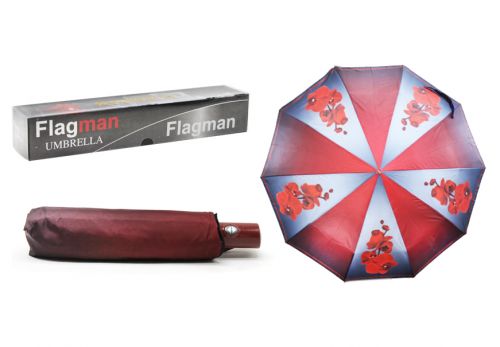 

Зонтик складной "Flagman. Орхидея", красный